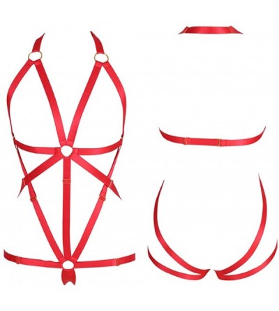 Garters & Garter Belts Body Harness Full for Women Garter Belts Set Strappy Elastic Adjust Punk Gothic Art Wear - Mlcn0031-re...