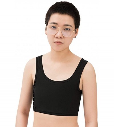 Camisoles & Tanks DayupStore Breathable Super Flat Mesh Lesbian Tomboy Compression 3 Rows Clasp Short Chest Binders - Black -...