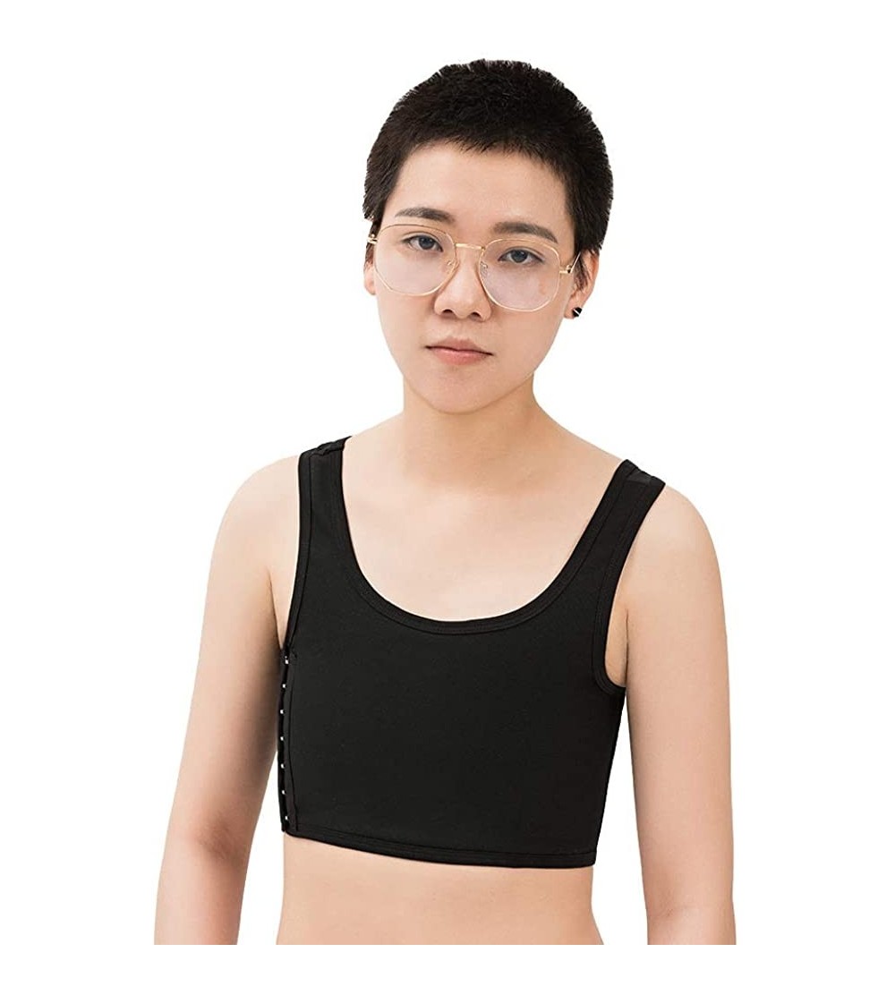 Camisoles & Tanks DayupStore Breathable Super Flat Mesh Lesbian Tomboy Compression 3 Rows Clasp Short Chest Binders - Black -...
