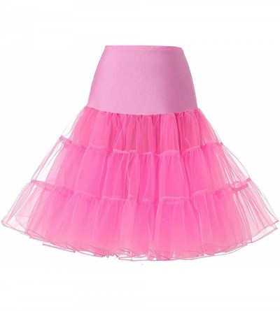 Slips Women's Vintage 50s Rockabilly Petticoat Tutu Skirt 25" Length Crinoline Underskirt(FBA) - Hot Pink - C8187DQ59O5 $18.68