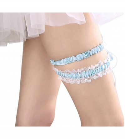 Garters & Garter Belts 2019 Sexy Lace Wedding Garters for Bride Party Prom Garter Set 2 Pcs - 17-light Blue - CX18E6ICDCQ $13.39