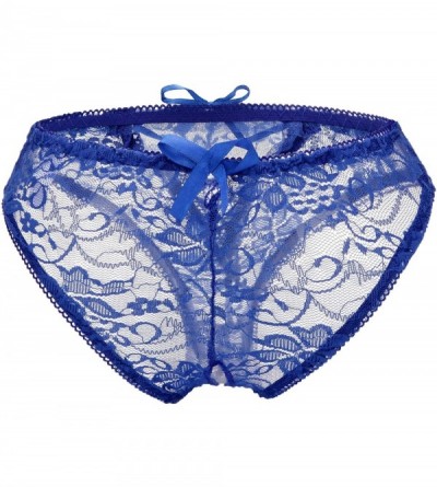 Panties Sexy Lace panties for Women pink Bowknot Strappy Underwear Knickers Briefs - Blue - CH19724HSEM $12.09