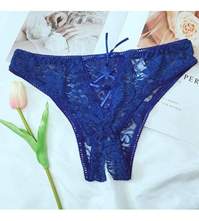 Panties Sexy Lace panties for Women pink Bowknot Strappy Underwear Knickers Briefs - Blue - CH19724HSEM $12.09