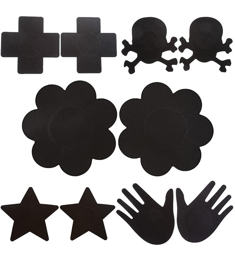 Accessories Black 5/10 Pairs Assorted Self Adhesive Pasties Disposable Breast Petals - 5pairs - C1124PT0C9H $12.35
