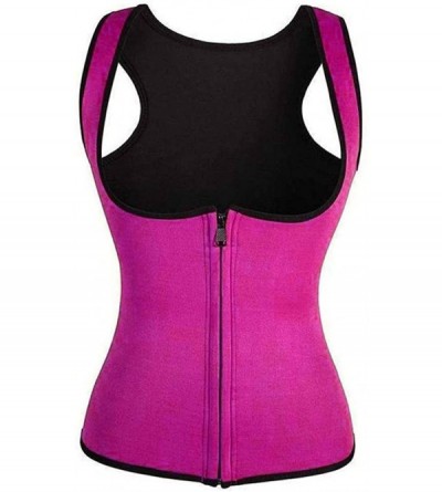 Shapewear Womens Waist Trainer Corset Zipper Vest Body Shaper Cincher Tank Top Fitness Sport Workout Slimming - Hot Pink - C1...