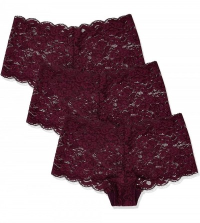 Panties Women's Lace Short Panty- 3-Pack - Purple Winter Bloom - CY18S6Q4230 $15.90