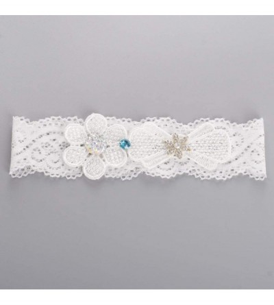 Garters & Garter Belts 1 Pair Bridal Garter Sets White Lace Trim Embroidery Flower with Rhinestone Embellishment Leg Band Pho...