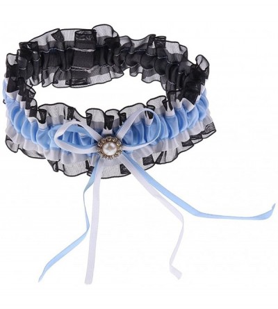 Garters & Garter Belts Bridal Wedding Diamond Bow Knot Lace - Blue - C619CSTGRK6 $28.98