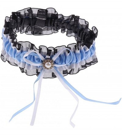 Garters & Garter Belts Bridal Wedding Diamond Bow Knot Lace - Blue - C619CSTGRK6 $17.02