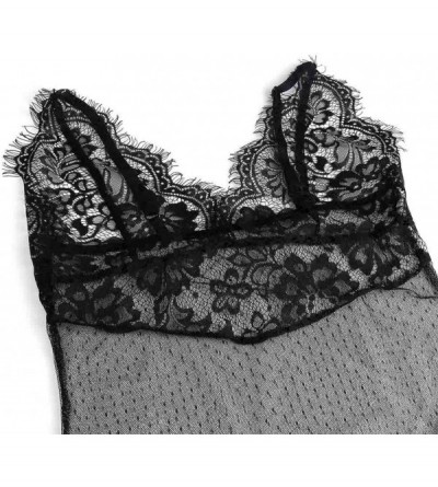 Panties 2020 Women Lace G-string Briefs Panties Mesh See-Through Thongs Lingerie Rompers Underwear - Black - CP1963NDOE0 $11.04