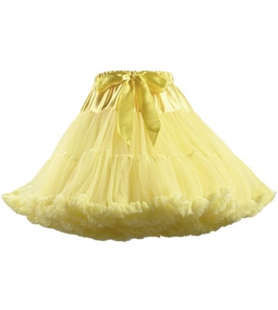 Slips Women's A Line Ruffle Tutu Petticoats Candy Color Puff Crinoline - Yellow - CZ12L8I9ADV $19.11