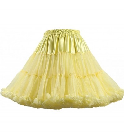 Slips Women's A Line Ruffle Tutu Petticoats Candy Color Puff Crinoline - Yellow - CZ12L8I9ADV $19.11