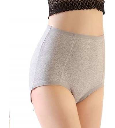 Panties High Waist Women Panties Cotton Pack for Plus Size Stretch Women Panties Briefs in Multi-Packs - Grey - CJ188LLOC9M $...