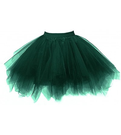 Shapewear Women's 1950s Vintage Petticoats Crinolines Bubble Tutu Dance Half Slip Skirt - Dark Green - CO18DN56L38 $21.76