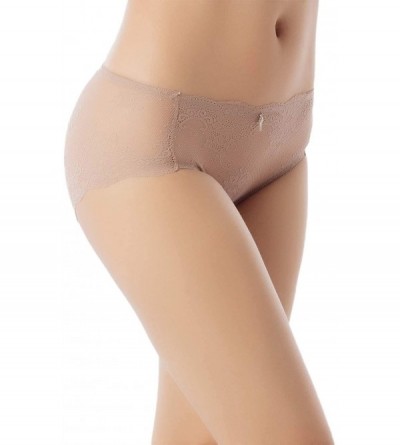 Panties Women's Sexy Lace See-Through Hot Sheer Knickers Mid Waist Hipster Panty - Sand - C7180ENK706 $11.84