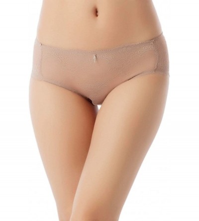 Panties Women's Sexy Lace See-Through Hot Sheer Knickers Mid Waist Hipster Panty - Sand - C7180ENK706 $11.84