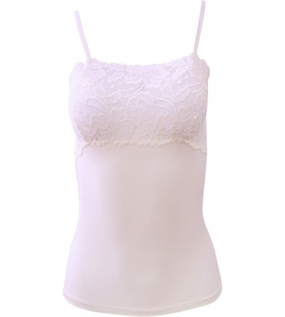 Camisoles & Tanks Luxury Modal Women's Lace-Trimmed Camisole. Proudly Made in Italy. - Naturale (Off-white) - CU18TGU77GS $46.81