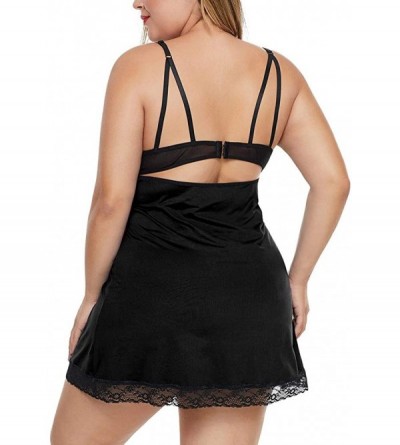 Slips Womens Solid Nightdress Sexy Backless Comfortable Spaghetti Strap Pajamas Underwear Lingerie - Black - CG1947WL7KO $12.21