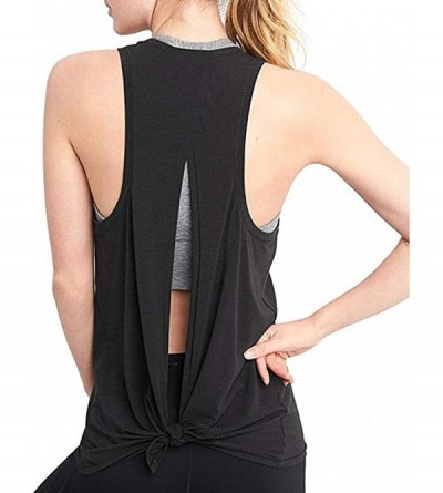 Slips Womens Tank Tops Sleeveless Sexy Open Back Sport Yoga Shirts Tie Workout Racerback Vest Camis Blouse Casual T-Shirt - B...