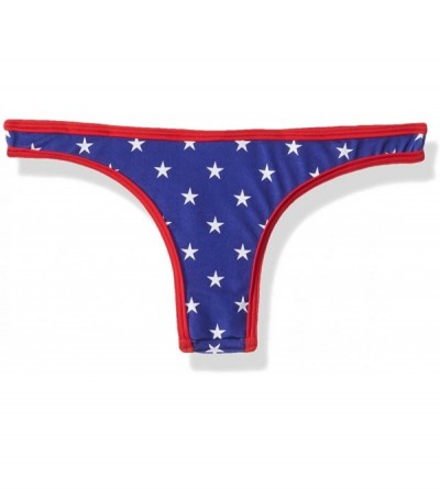 Panties Women's Patriotic Perfect Thong - Stars Print - C318CRAOSC3 $16.81