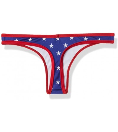 Panties Women's Patriotic Perfect Thong - Stars Print - C318CRAOSC3 $16.81