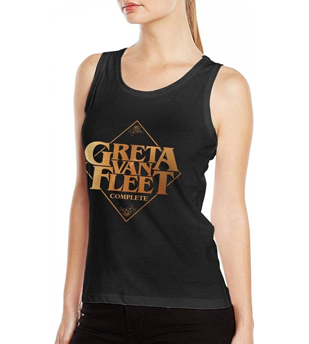 Camisoles & Tanks Greta Van Fleet Complete Womans Sexy Tank Vest Funny Vest T Shirts Black - Black - CP19D44D7NW $24.30