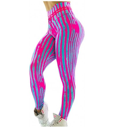 Slips Ladies Striped Printed High-Waist Hip Stretch Underpants Running Fitness Yoga Pants Soft and Comfortable Yoga Pant - Pu...