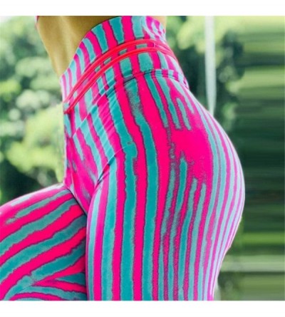 Slips Ladies Striped Printed High-Waist Hip Stretch Underpants Running Fitness Yoga Pants Soft and Comfortable Yoga Pant - Pu...