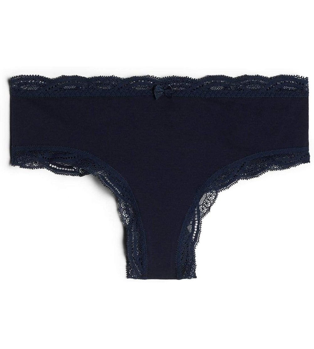 Panties Womens Cotton and Lace Hipster - Blue - 1467 - Intense Blue - CT18Z5X9IO7 $19.12
