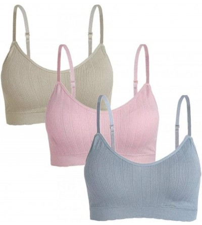 Camisoles & Tanks 3 Pieces Spaghetti Strap Tank Camisole Top Bra for Women Sports Yoga Sleeping - Blue/Green/Pink - CE19DLI2U...