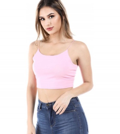 Camisoles & Tanks Women's Premium Cotton Tube and Tank Top- Made in USA - Tank Pink - C118GE5I9KN $12.89