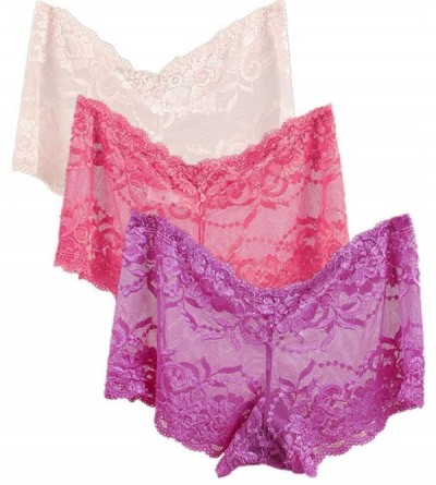 Panties Pack 5 Women's Lace Underwear Plus Size Boyshort Panties & Hipsters Panty - Pink+watermelon Red+purple - CO18YRDMEEC ...