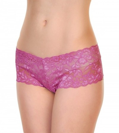 Panties Women's Sexy Lace Crotch-Less Panties (2-Pack) - 2-pack White and Purple Cheeky - C818QC4M0T5 $7.63