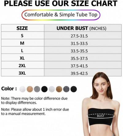 Camisoles & Tanks Women Strapless Basic Solid Casual Seamless Stretchy Cute Sexy Tube Top BraS-3XL - 2 Pk-lace-black+beige - ...