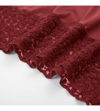 Slips Lace Full Slips for Women Under Dresses Adjustable Spaghetti Strap Cami Dress - Wine - CE198RADNS3 $17.62