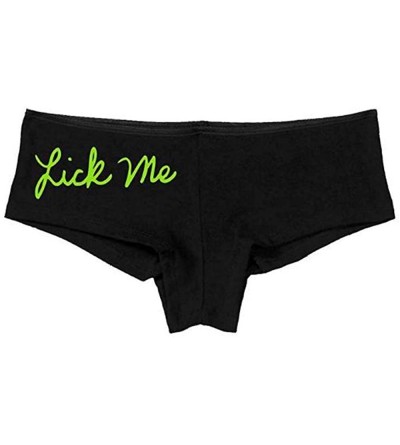 Panties Women's Lick Me Cute Fun Booty Shorty Hot Sexy Boyshort - Black/Lime Green - C811UPFE4UJ $11.12