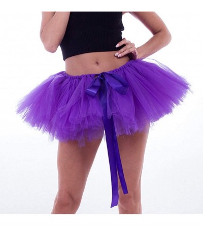 Slips Women's 1950S Short Tulle Petticoat Ballet Bubble Tutu Dance Half Slip Skirt - Purple - CC192D4A6HQ $8.65