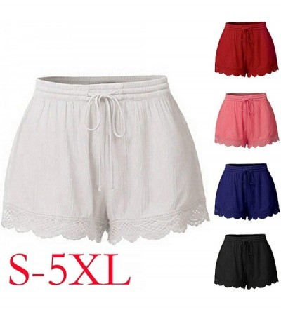 Panties Lace Shorts for Women Fashion Plus Size Rope Tie Shorts Yoga Sport Pants Leggings Trousers - Red - C2190KXSQ96 $12.39