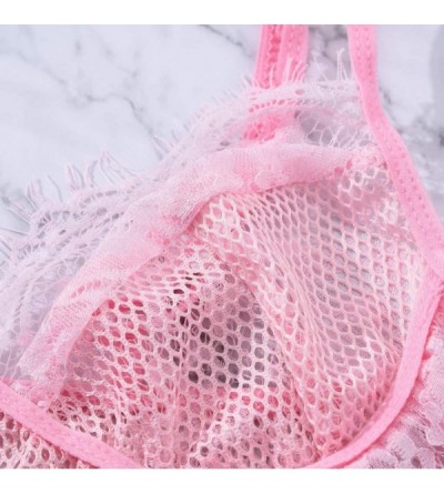 Camisoles & Tanks Women Vest Crop Lace Wire Free Bra Lingerie Sexy V-Neck Underwear Camisole - Pink - CM18UTEDUL4 $9.29