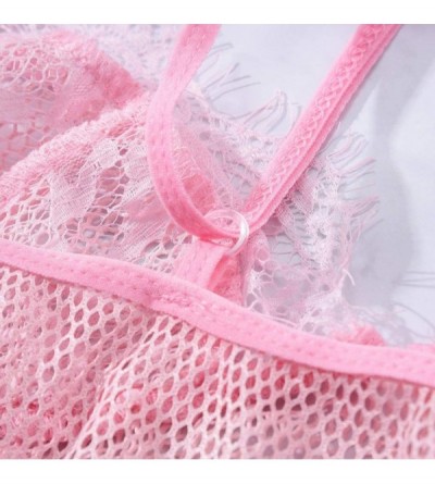 Camisoles & Tanks Women Vest Crop Lace Wire Free Bra Lingerie Sexy V-Neck Underwear Camisole - Pink - CM18UTEDUL4 $9.29