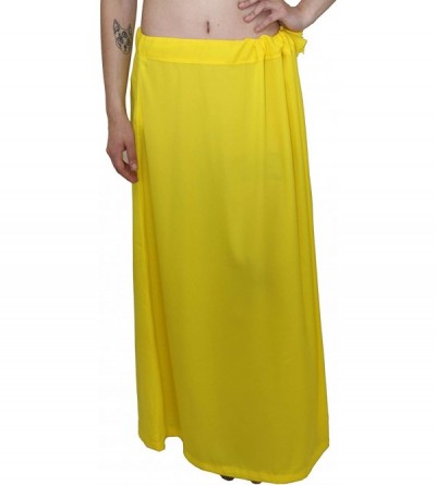 Slips Yellow Sari Petticoat Stitched Indian Saree Petticoat for Women Adjustable Waist Sari Skirt - C518AKUXUUS $15.78