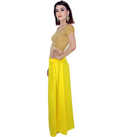 Slips Yellow Sari Petticoat Stitched Indian Saree Petticoat for Women Adjustable Waist Sari Skirt - C518AKUXUUS $15.78