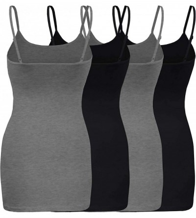 Camisoles & Tanks 4 Pack - Women's Basic Cami with Adjustable Spaghetti Straps Tank Top - Charcoal Grey/Black/Charcoal Grey/B...
