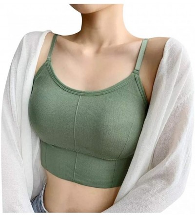 Camisoles & Tanks Women Tank Tops Pure Color Seamless Lingerie V-Neck Vest Crop Comfortable Underwear Camisole - Green - CX19...