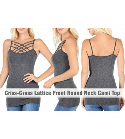 Camisoles & Tanks Womens Crisscross Lattice Front Round Neck Seamless Cami Camisole Tops Multi Pack [S-3XL] - Sage - CZ18GYH0...