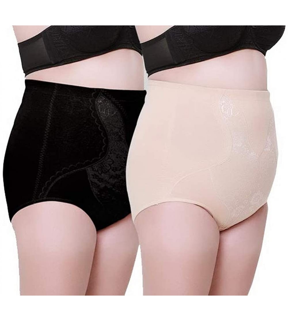 Shapewear Women's High Waist Tummy Control Slimming Panty Plus Size - 5133-black+khaki - CO18KQY969S $18.68