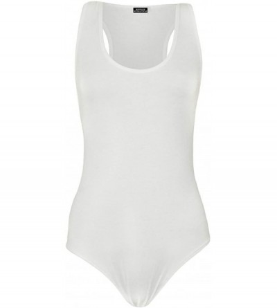 Shapewear Women's Sleeveless Sexy Leotard Cami Racker Bodysuit - White.1 - C912DB67R75 $12.16