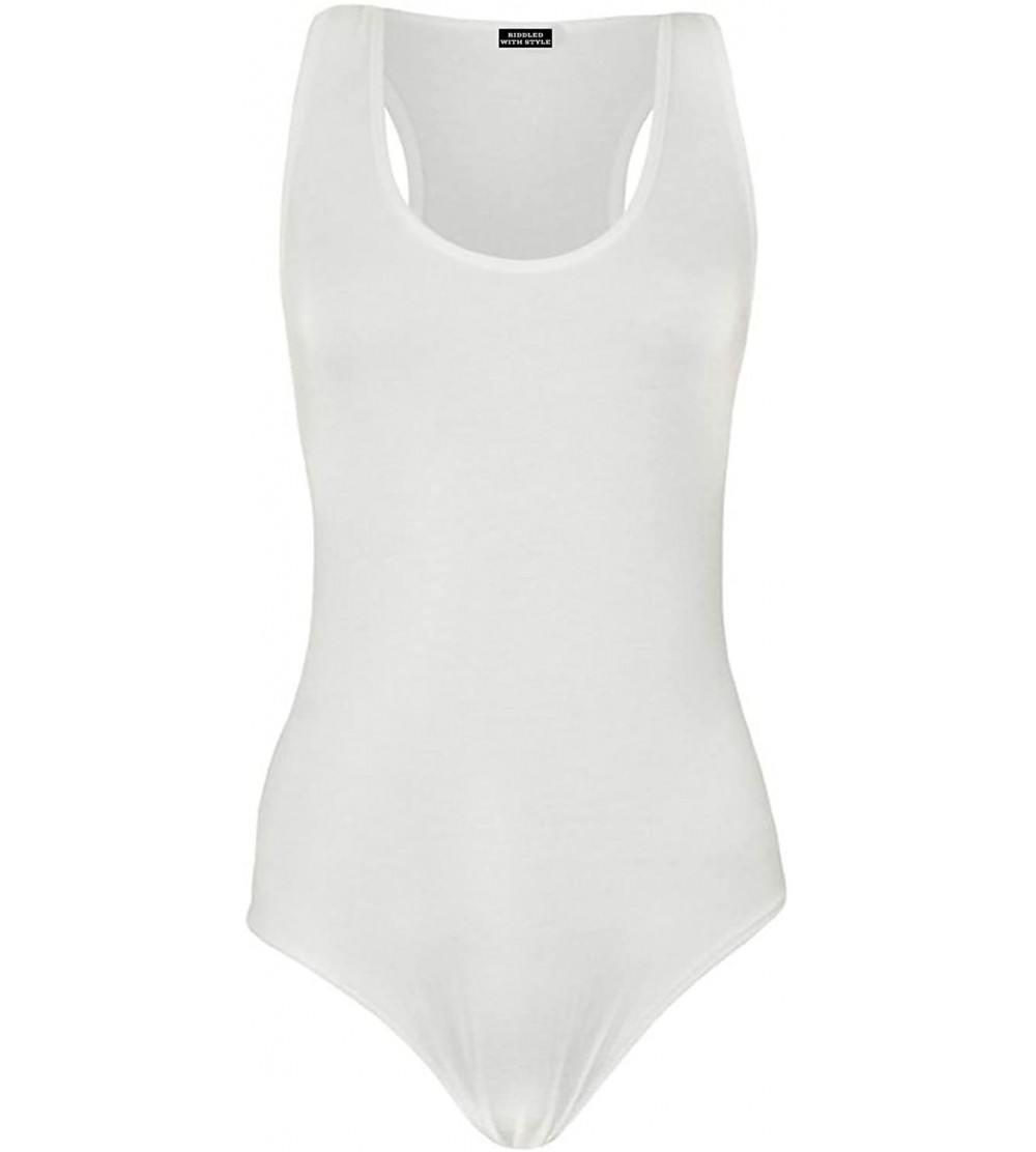 Shapewear Women's Sleeveless Sexy Leotard Cami Racker Bodysuit - White.1 - C912DB67R75 $12.16