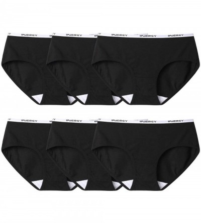 Panties Womens Underwear Hipster Panties Cotton Low Rise Briefs Pack of 6 - 6 Black - CT18IR64AWG $40.82