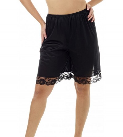 Slips Pettipants Nylon Culotte Slip Bloomers Split Skirt 9-inch Inseam - Black - CQ116J7FWRV $14.29